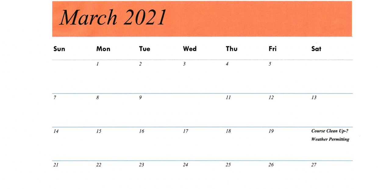 Calendar Holstein Golf Country Club